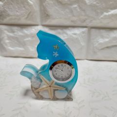 光る海　ねこさんの置時計(シルバー)