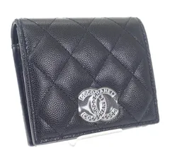 【中古SAランク】シャネル CHANEL マトラッセ コンパクトウォレット AP3828B1562094305 二つ折り財布 キャビアスキン ブラック シルバー金具 レディース 小物