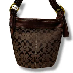 COACH コーチ ショルダーバッグ チブリーカー シグネチャー ダッフル 11437 ダークブラウン レザー ヴィンテージ【Bランク】