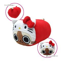 モンハンアイルー×キティ　ロールクッションぬいぐるみ　sanrio MONSTER HUNTER　4930972286293
