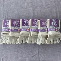 綿絹五本指ソックス22~25cmオフホワイト6足入りかかとなし