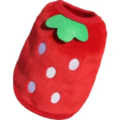 【特価商品】RIOSTUDIO 犬服 秋冬 パピーサイズ有 犬の服 秋 冬 子犬服 (XXS~XL) モコモコ ふわふわフリースベスト ノースリーブ タンクトップ パピー服 極小サイズ 犬 猫 防寒 暖かい (⑧レッド×ビッグイチゴXL)