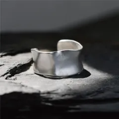 Qroza マット ウェービー メンズ シルバー925刻印 メッキ メキシカン ヴィンテージ メンズ ファッション シンプル 重厚 人気 おしゃれ プレゼント ギフト サテン巾着付