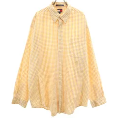 TOMMY HILFIGER トミーヒルフィガー 90s オールド フラッグタグ チェック 長袖 ボタンダウンシャツ XL オレンジ系 メンズ 古着