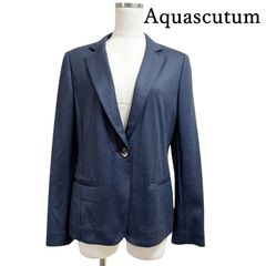 Aquascutum　Lanificio Faliero Sarti　アクアスキュータム 　レディース　テーラードジャケット　ワンボタン　ネイビー　L　11号