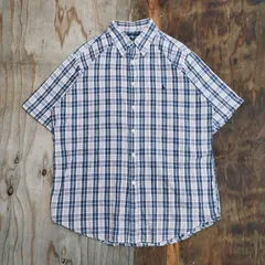 RALPH LAUREN ラルフローレン 90s 古着 VINTAGE  BD ボタンダウン 半袖 チェック コットン シャツ MF5
