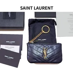 SAINT LAURENT サンローラン YSL モノグラム キーポーチ キーケース コインケース キルティング スムース レザー ブラック 438386 国内正規品