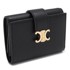 セリーヌ 折財布 レディース ファイン ストラップ ウォレット ニノ トリオンフ 三つ折り財布 コンパクト財布 ミニ財布 レザー ブラック 黒 CELINE 10M963GHH.38NO (ec)