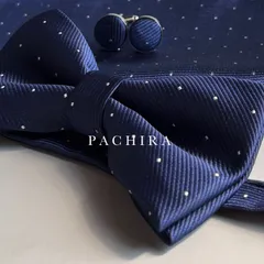 【蝶ネクタイ ネイビー 】  ドット柄 前撮り メンズ フォーマル 3点セット ポケットチーフ カフス 結婚式 後撮り 披露宴 二次会 タキシード スーツ 小物 シルバー ワインレッドブラック パープル 赤 黒 紺 上品 白 ネクタイ ボウタイ