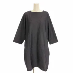 パルヴィータ Parvita タグ付き チュニック ワンピース ひざ丈 長袖 タック プルオーバー 黒 ブラック L