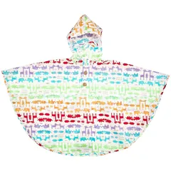 小川(Ogawa) kukkahippo お着替えらくらくレインポンチョ キッズ アニマル 男の子 女の子 カバさんの反射プリント付き 顔が見える透明窓付き おしゃれなウッドボタン付き スナップボタンで脱ぎ着が簡単 カバさん型の収納カバン付き 傘とレインブ