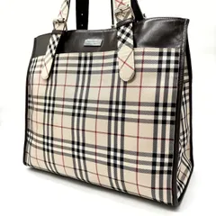 ✨良品✨ BURBERRY バーバリー トートバッグ ハンドバッグ ノバチェック バックル ロゴ型押し ロゴプレート シルバー金具 A4収納 大容量 肩掛け キャンバス レザー ユニセックス レディース メンズ ベージュ 肌色 ブラウン 茶色