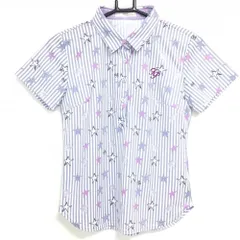 ★特価★【超美品】フェアリーパウダー 半袖ポロシャツ グレー×白 ストライプ 星柄 レディース 2(M) ゴルフウェア FAIRY POWDERのサムネイル
