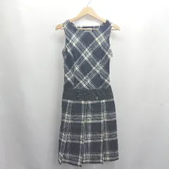 ◇ ⊇ KUMIKYOKU 組曲 チェック柄 ミニ丈 ワンピース サイズ2 ネイビー系 レディース E  【1503310013924】