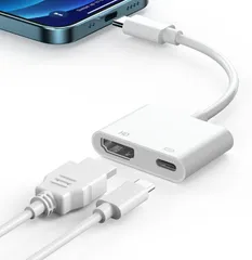 USB C Type C HDMI 変換アダプタ4K@60Hz hdmiポート+タイプC 100W PD 充電ポートアダプタ 2in1 変換 アダプタ iphone15/16 iPad MacBook Air/Pro、iPad Pro、iMac...