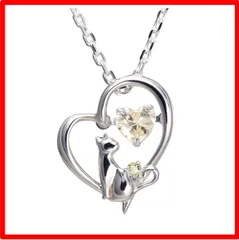 【送料無料 】GemType: 8月：ペリドット [未来天使] ネックレス レディース ハート 猫 ダンシングストーン シルバー 選べる 誕生石 【シャンパンゴ