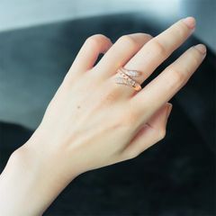 クロスライン✨ジルコニアリング ゴールド 指輪 フリーサイズ