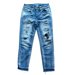 AMERICAN EAGLE HI-RISE JEGGING CROP レディースS サイズ2 REGULAR リペア加工 スキニーデニム ジェギング