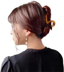 CREATOM ヘアクリップ 大きめ バンスクリップ カジュアルにもエレガントにも合わせやすい バレッタ 髪留め ヘアアクセサリー(ブラウン,  13cm)