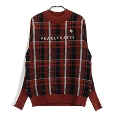 サイズ：1 PEARLY GATES パーリーゲイツ 2023年モデル モックネック ニットセーター チェック柄 ブラウン系 [240101426610] ゴルフウェア レディース ストスト サイズ：1 PEARLY GATES パーリーゲイツ 2023年モデル モック