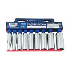 角利(KAKURI) ディープソケットセット 9本組 全長64mm 差込9.5mm角(3/8inch) 8/10/12/13/14/15/17/19/21mm ロングタイプ マルチクラフト MDS-9