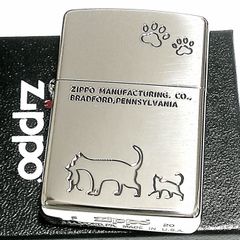 ZIPPO 猫の親子 ニッケルイブシ エッチング カワイイ キャット 