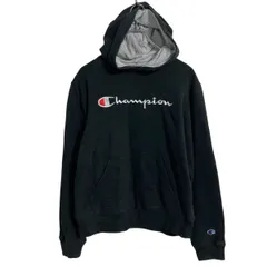 Champion ロゴスウェット パーカー キッズ XL ブラック チャンピオン 刺繍 プルオーバー 裏起毛 ポケット 古着卸 アメリカ仕入 a611-8026のサムネイル