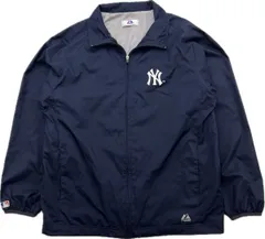 MAJESTIC ☆ ニューヨーク ヤンキース ナイロンジャケット ジップアップ ネイビー L スポーツ ストリート 野球 マジェスティック■AB327
