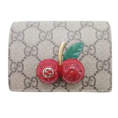グッチ　二つ折り財布 チェリー　さくらんぼ PVC GGスプリーム GUCCI グッチ 476050 GGスプリーム チェリー さくらんぼ 二