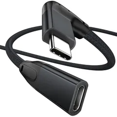 【新着商品】UseBean USB type C 延長ケーブル L字型 3M, 直角90度 USB-C 3.1 Gen 2 10Gbps高速データ転送PD 100W急速充電USB Cオス-USB Cメス 4K@60HZ映像出力 タイプc延長コード iPho 0