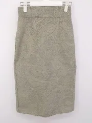 ◇ Hudson honey ハドソンハニー バックスリット ジャガード 膝下丈 タイト スカート サイズ M ベージュ レディース E  【1302010025059】