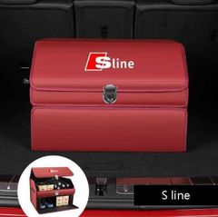 ★新品★アウディ Sline トランク収納ボックス車用車載収納ボックス多機能折りたたみ式テールボックス収納ケース収納物整理用品★レッド★