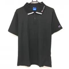 【新品】チャンピオン 半袖ポロシャツ 黒 襟ロゴ刺しゅう 速乾 UVカット 遮熱 メンズ XL ゴルフウェア Champion