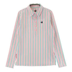 サイズ：S LE COQ GOLF ルコックゴルフ  長袖ポロシャツ ストライプ柄 ピンク系 [240101394098]# ゴルフウェア レディース ストスト