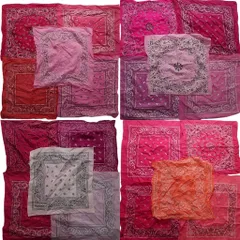 古着卸 まとめ売り ペイズリー柄 バンダナ  小物 20枚セット (ユニセックス ) ピンク ショッキングピンク ライトピンク 中古 古着 NA7924