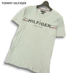 TOMMY HILFIGER トミーヒルフィガー ロゴプリント★ オーガニックコットン 半袖 カットソー Tシャツ Sz.L メンズ グレー
