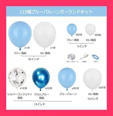 【スタッフおすすめ！】115個 バルーン 誕生日 飾り付け 風船 セット ホワイトブルーシルバーブルー紙吹雪ラテックスバルーン セット 人気 飾り 誕生日 半歳 100日祝い 結婚式 記念日 運動会 文化祭 卒業式 七五三 写真撮影背景 パ