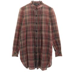 NON NO チェック柄 長袖ロングシャツ ブラウス - メルカリ