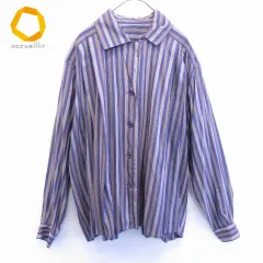 クリスチャンディオール ChristianDior ヴィンテージ シルク混 シャツ ブラウス ストライプ 838728k★