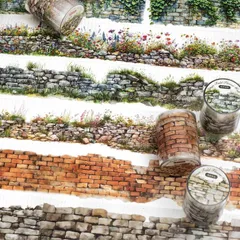 MT610 石垣 石積 壁 レンガ 塀 垣根 フェンス 囲い 石崖 石壁 PET コラージュ 素材 マスキングテープ マステ コラージュ シール コラージュシール コラージュ素材 紙もの 手帳 日記 ジャンクジャーナル 海外 紙モノ 紙物