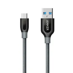 Anker PowerLine+ USB-C & USB-A 3.0 ケーブル (0.9m グレー) iPhone 15 Galaxy iPad Pro/MacBook/MacBook Xperia XZ1 その他Android各種、USB-C機器対応