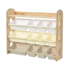 【新商品】おもちゃ収納ラック ラージサイズ 幅103cm 木製 知育家具 収納ケース 組立式 ナチュラルホワのサムネイル