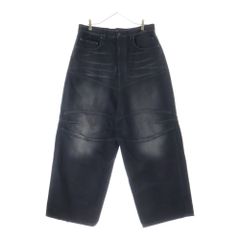 BALENCIAGA (バレンシアガ) 25SS Baggy Denim ドローコードワックス加工バギーデニムワイドパンツ 814161 TQW64 ブラック