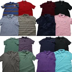 古着卸 まとめ売り ラルフローレン ポロシャツ 16枚セット (メンズ XS /Ｓ /Ｍ ) ワンポイント ボーダー カモ柄 単色 中古 古着 NA1824