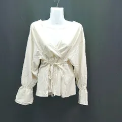 ◇ lowrys farm vネック プルオーバー ギャザー ボリューム袖 長袖 ブラウス サイズFREE ベージュ レディース E  【1309250023333】