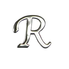 アルファベット イニシャル ネイルパーツ！R/シルバー・人気の書体5mmx6mm 10枚 極薄メタルプレート