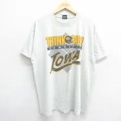 XL/古着 フルーツオブザルーム 半袖 ビンテージ Tシャツ メンズ 90s アイオワホーキーズ 大きいサイズ クルーネック 薄グレー 霜降り 24may