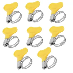 【特価商品】ホースバンド ホースバンド ステンレス 散水ホース固定用 工具不要 ステンレス製 黄色 強力固定 作業簡単（8個セット）