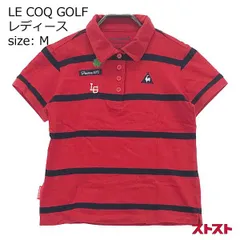 LE COQ GOLF ルコックゴルフ 半袖ポロシャツ ロゴ刺繍 ボーダー柄 レッド系 M [240001890815]#
