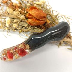 変形波形　ドライフラワーヘアクリップ　ハンドメイドレジン